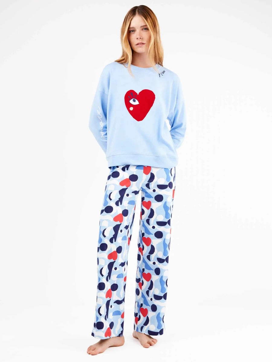 Pijama en punto interlock motivos corazones - Athenea y Laia Market