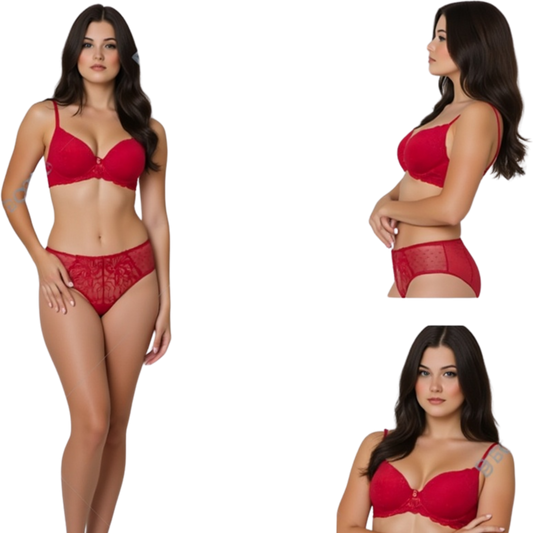 Braga midi roja mujer – Encaje, plumeti y comodidad elegante