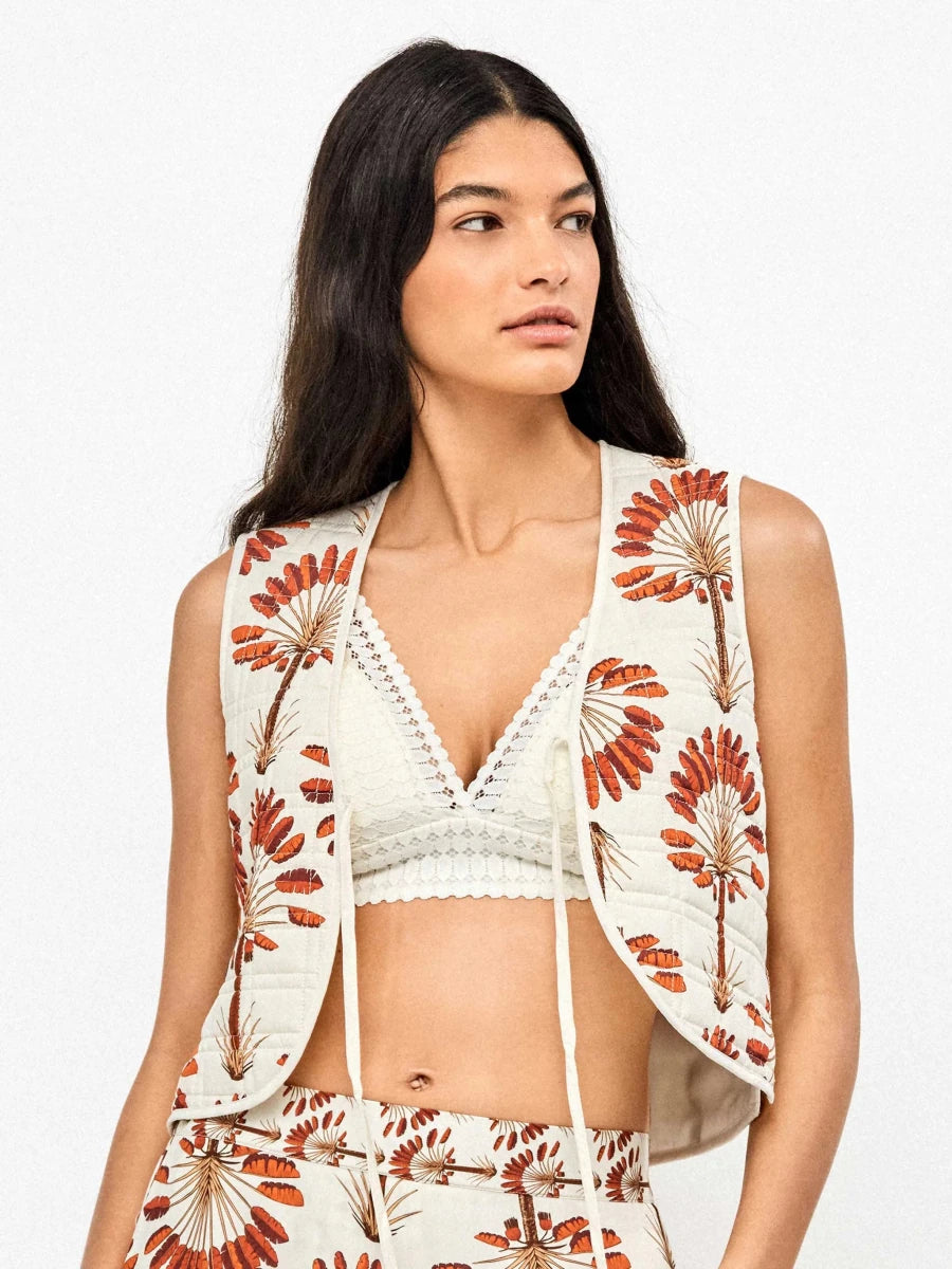 Chaleco acolchado estampado palmeras - Athenea y Laia Market