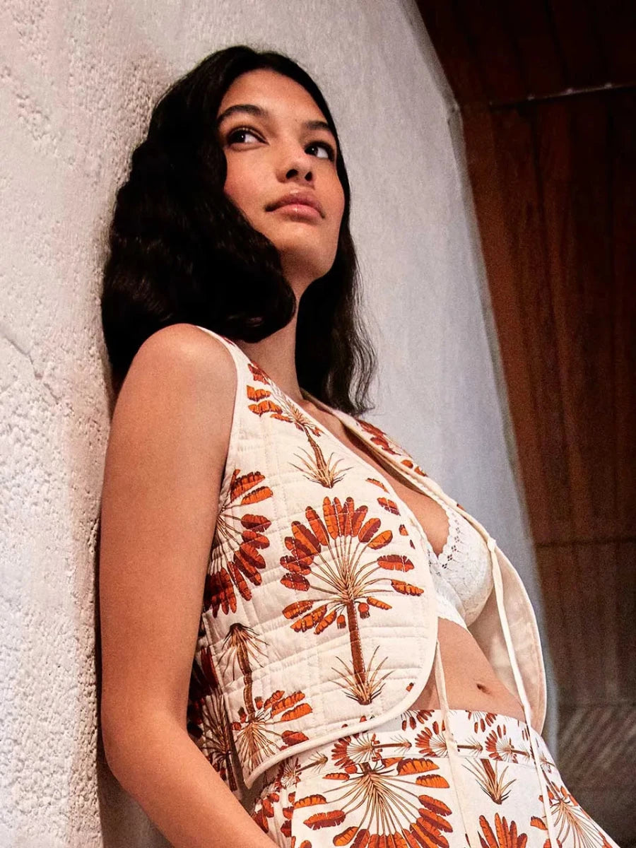 Chaleco acolchado estampado palmeras - Athenea y Laia Market