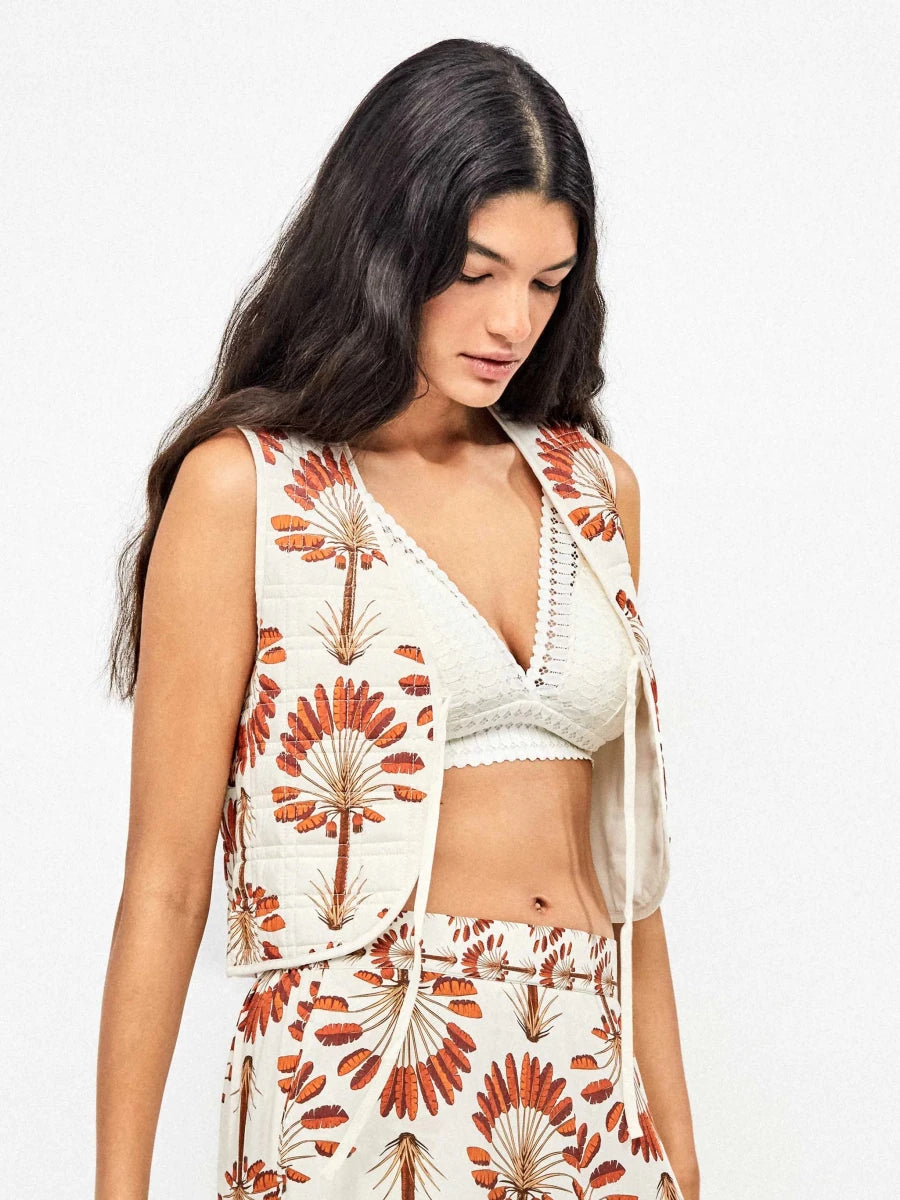 Chaleco acolchado estampado palmeras - Athenea y Laia Market