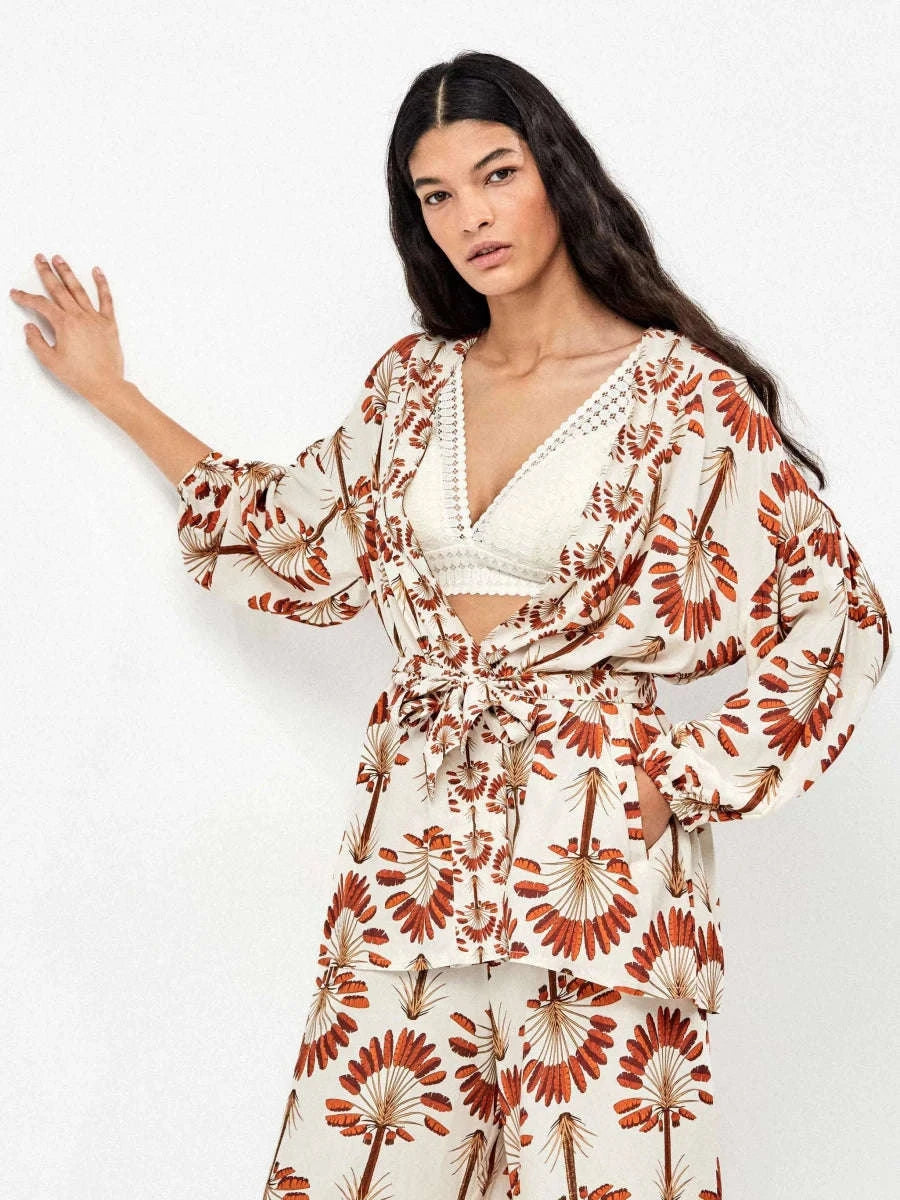 Kimono estampado palmeras - Athenea y Laia Market