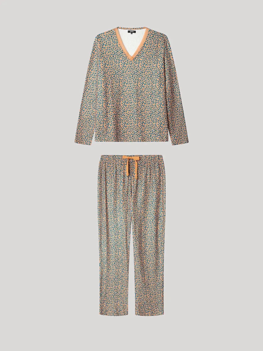 Pijama animal print con encaje y pantalón ajustable - Athenea y Laia Market