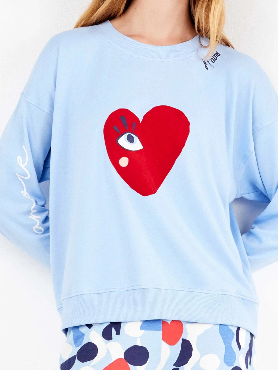 Pijama en punto interlock motivos corazones - Athenea y Laia Market