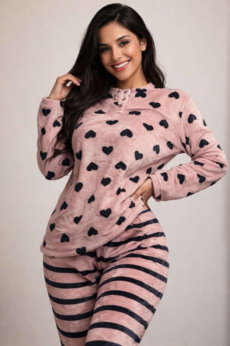 Pijama mujer corazones rosas – Suave, cómodo y divertido - Athenea y Laia Market